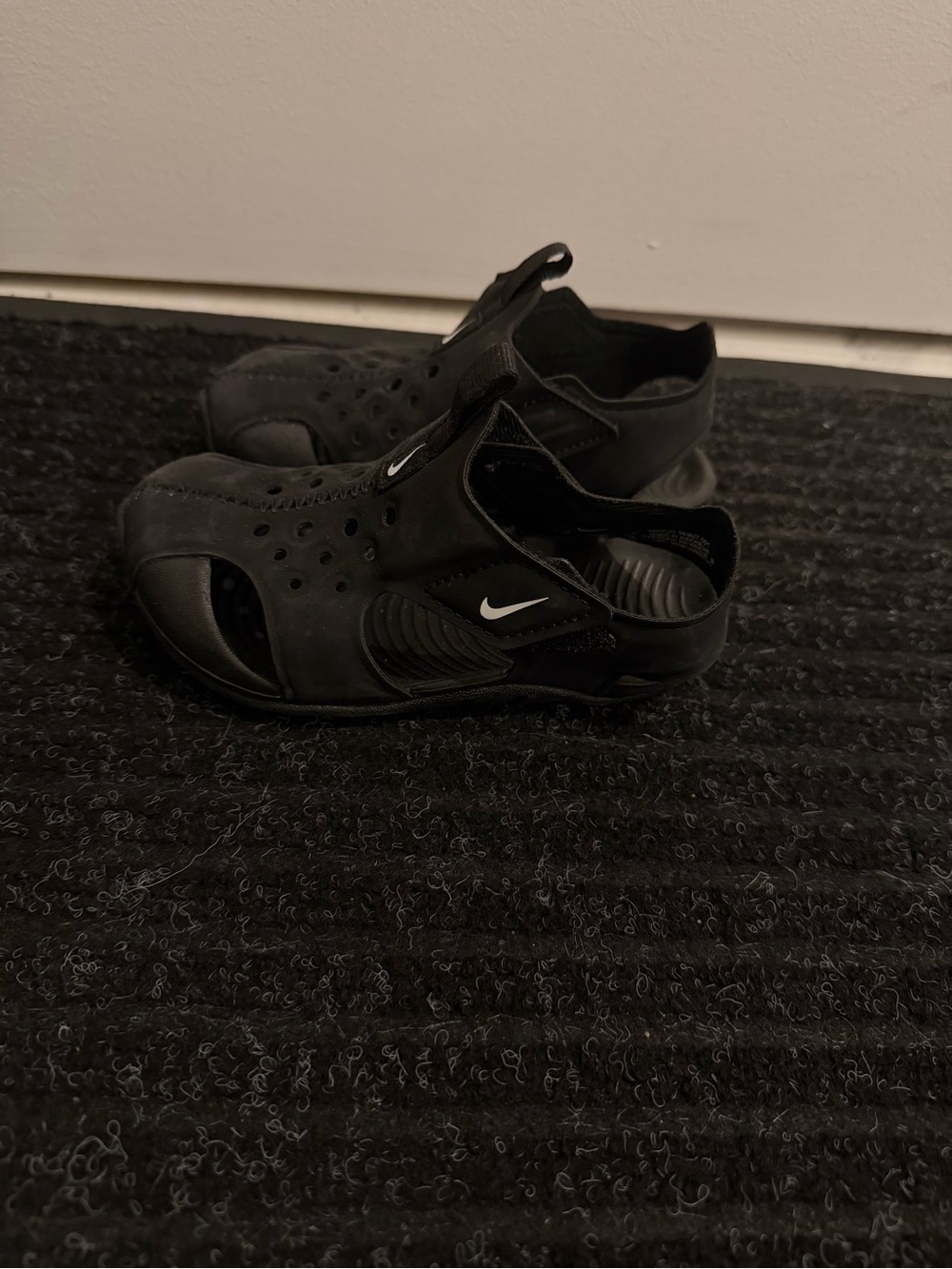 Nike Kids Black Slip-On Water Shoes with Drainage Holes